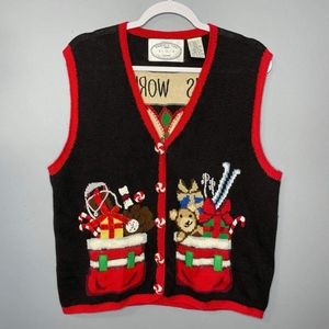Vintage Santa's Workshop Holiday Christmas Sweater Vest